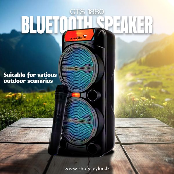 GTS-1880 Portable Karaoke Bluetooth Speaker with Wireless Mic – Powerful Sound & Wireless Entertainment Anywhere
