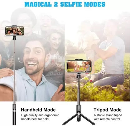 Wireless R1-L Bluetooth Selfie Stick with Remote | Tripod Stand Holder for Mobile Phones