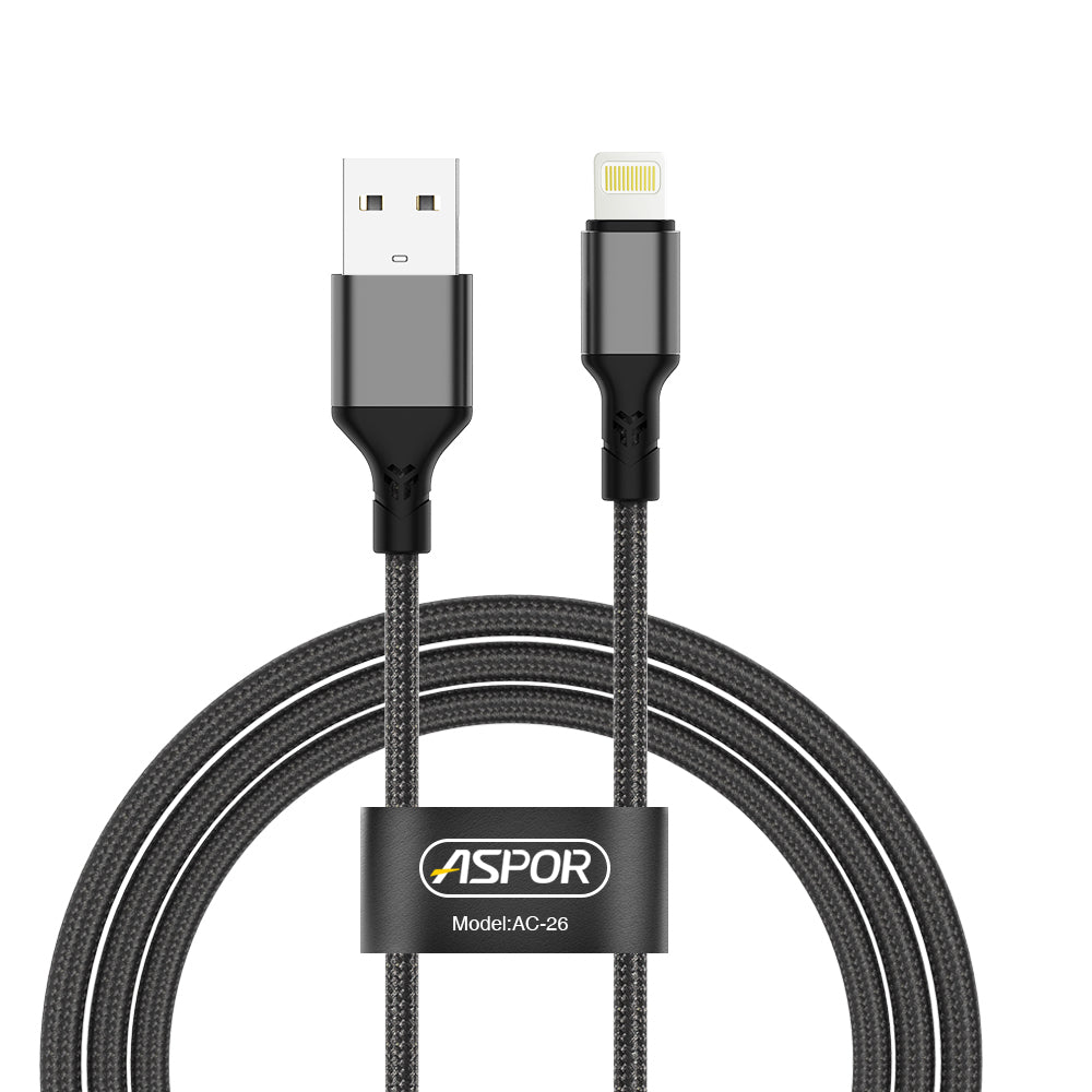 ASPOR AC-25/26/27 3A Fast Charging Nylon Braided Cable – Micro USB, iPhone Lightning, Type-C to Type-C – 1M 2M 3M