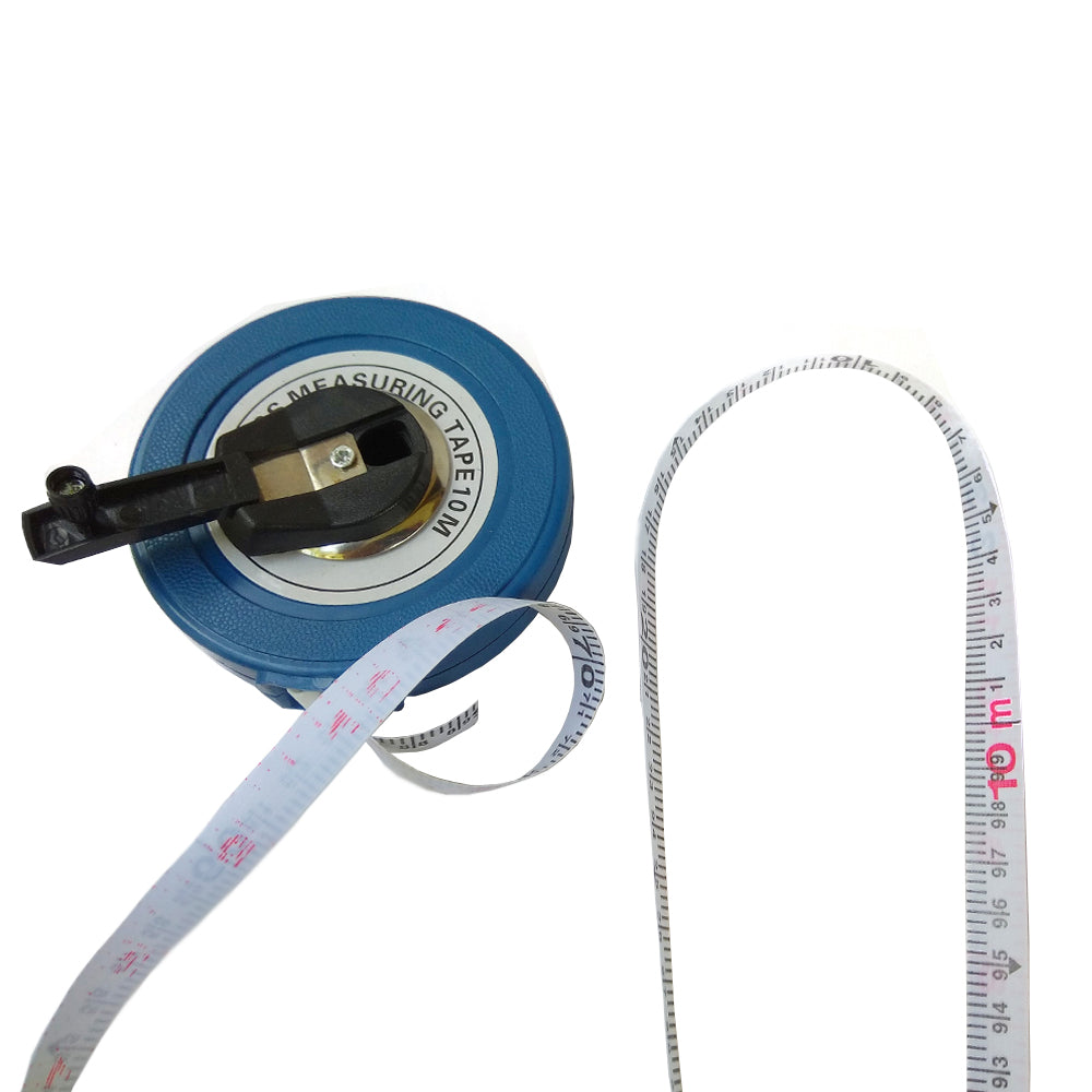 10M Fibreglass Measuring Tape Long Tape Measure Tool with Plastic Ruler Case for Accurate Measurements