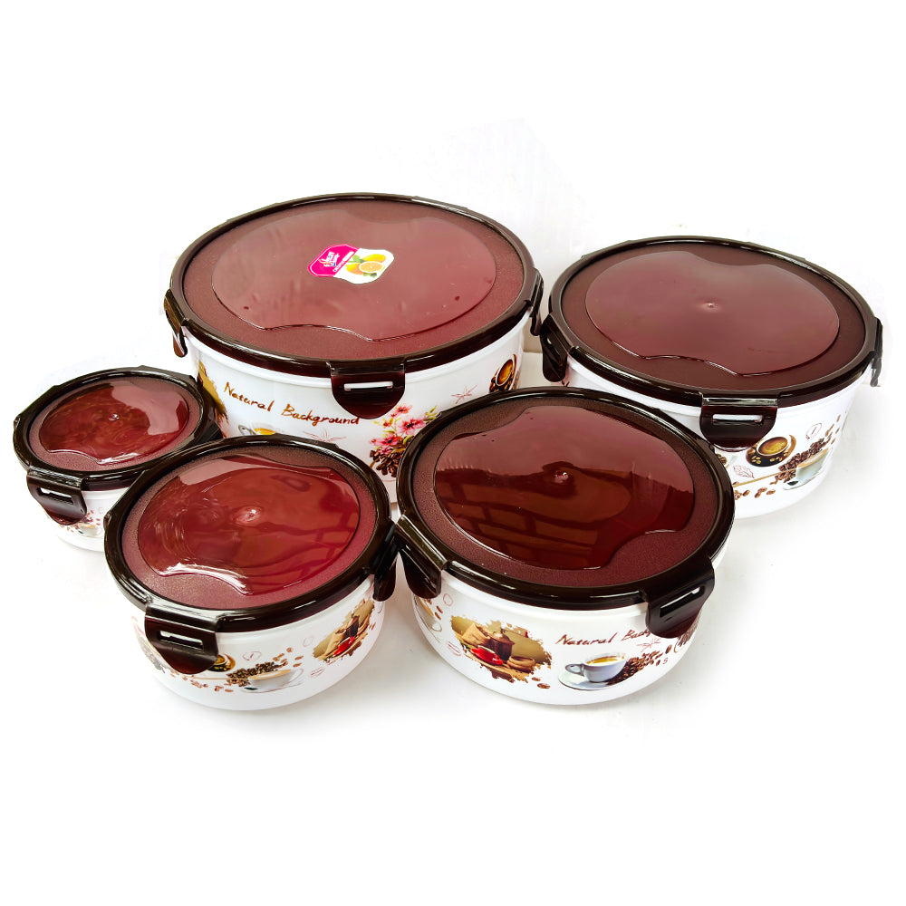 5 Pcs Round 5 in 1 Food and Lunch Storage Container Set with Lids for Kitchen and Meal Prep