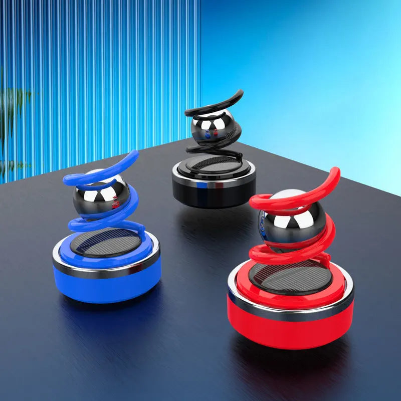 Solar Rotating Car Fragrance Creative Aluminium Alloy Resuspension Ball Car Centre Console Small Ornaments Car Aroma