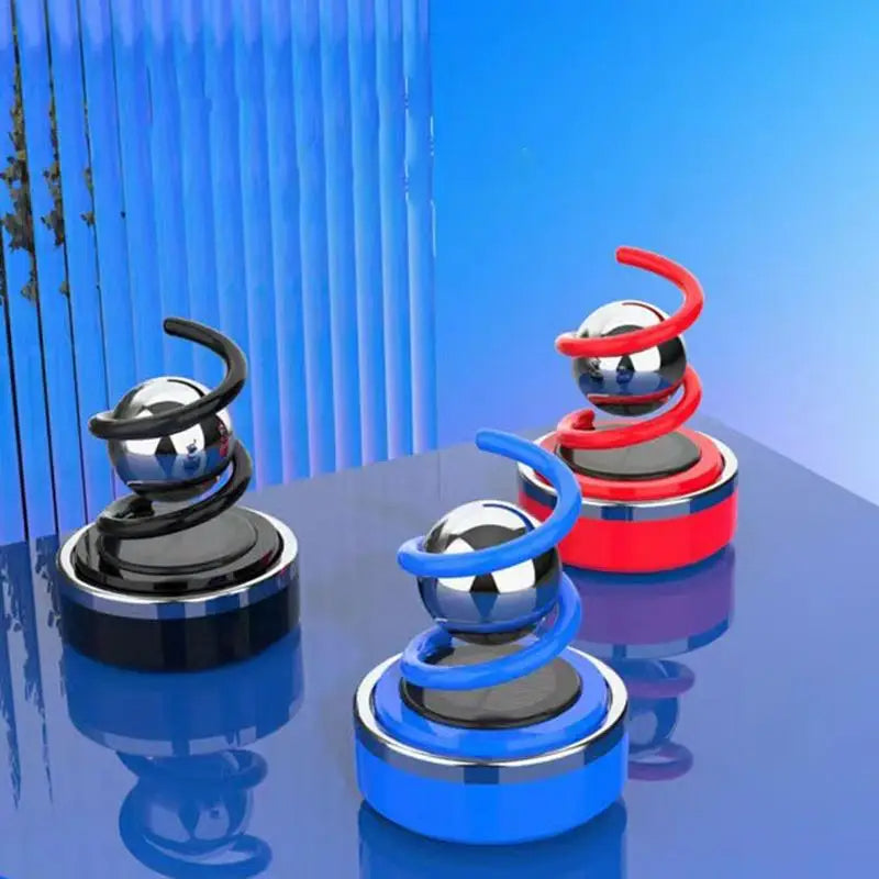 Solar Rotating Car Fragrance Creative Aluminium Alloy Resuspension Ball Car Centre Console Small Ornaments Car Aroma