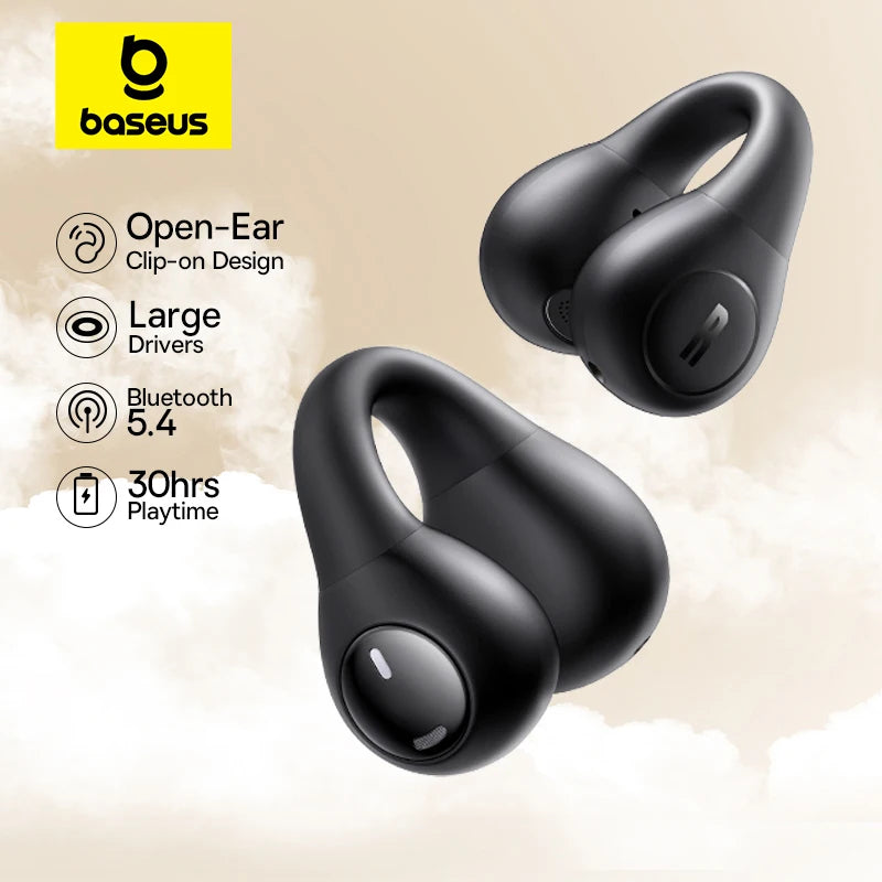 Baseus Bass 15 Clip Open-Ear True Wireless Earphones | Lightweight Bluetooth 5.3 Sports Earbuds with Charging Case