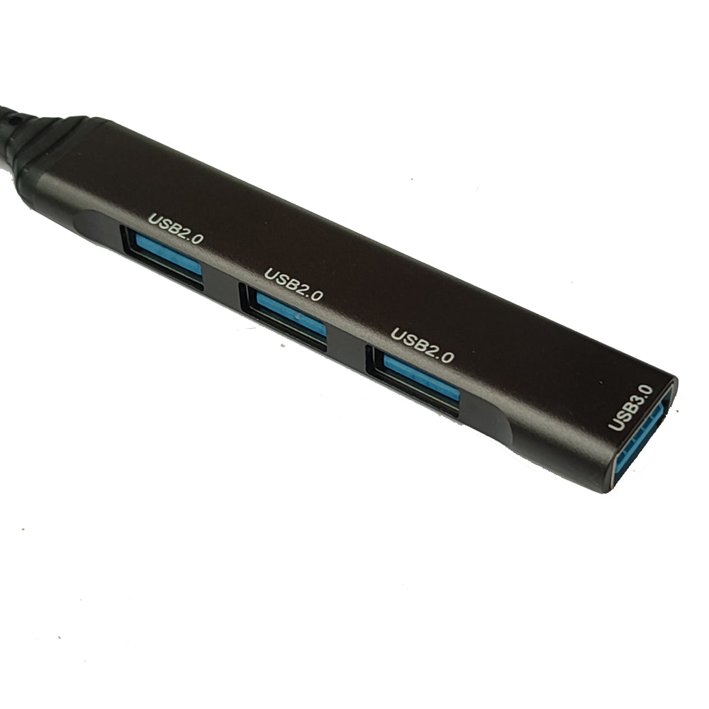 Mini USB 4-Port Hub – Type-C & Lightning OTG Adapter with USB 3.0/2.0 Extension for Laptop, PC, Mobile & Tablet