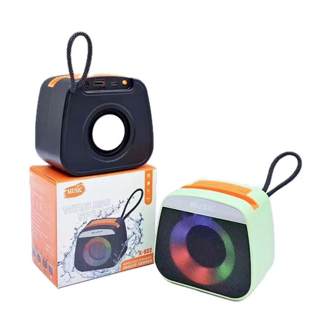 X-922 Wireless Bluetooth Speaker Portable High Bass Speaker with LED Lights, USB, FM & AUX Support