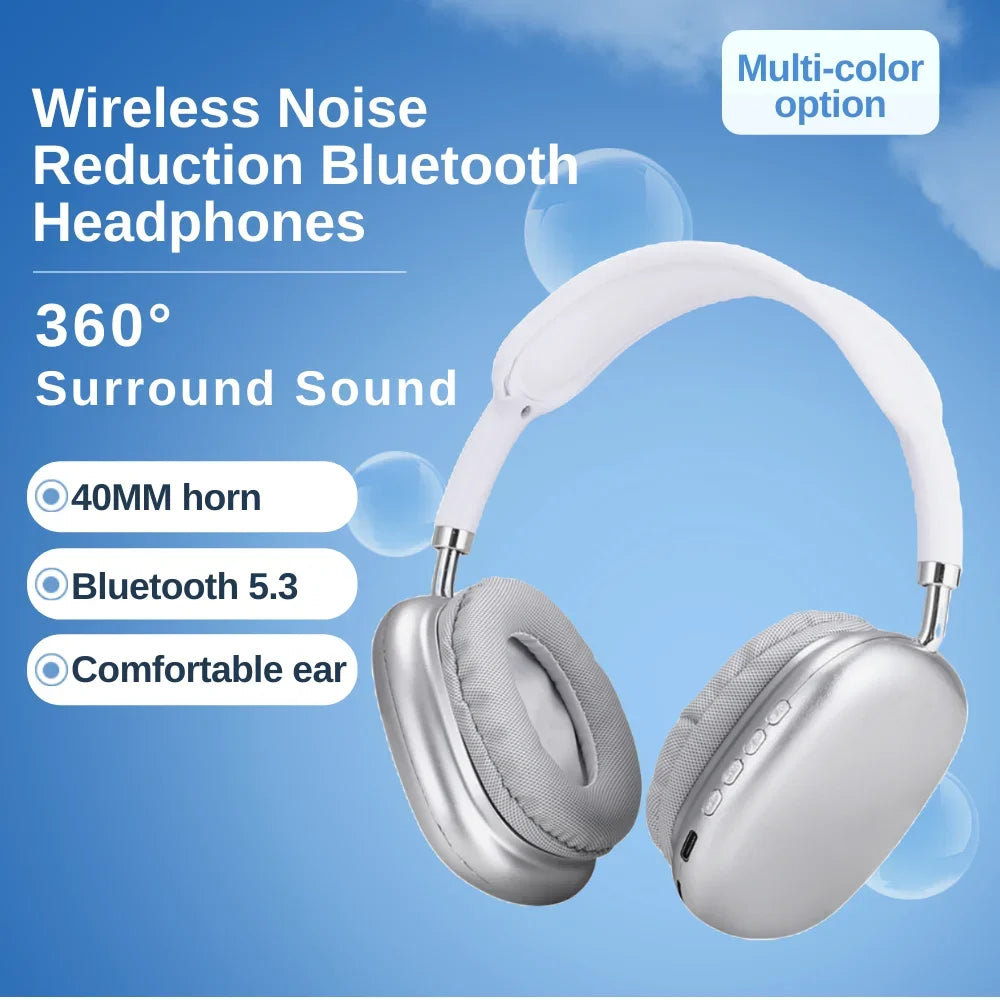 P9 Pro Max Wireless Bluetooth Headphones Foldable Over Ear TF Card Support 10 Hour Playtime