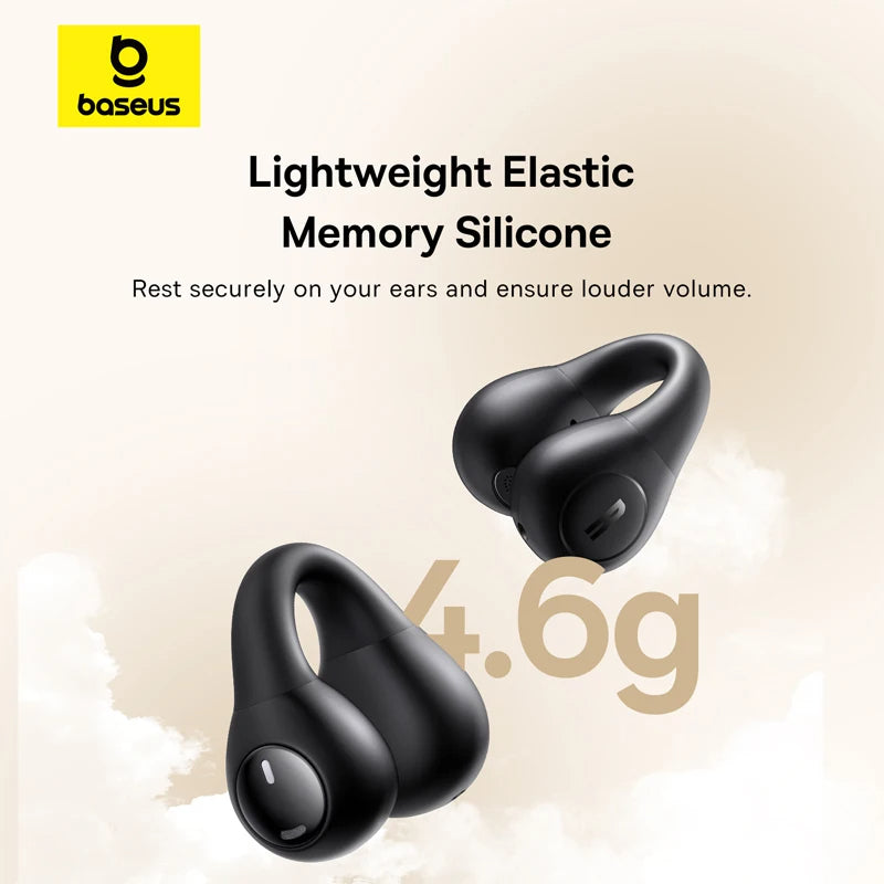 Baseus Bass 15 Clip Open-Ear True Wireless Earphones | Lightweight Bluetooth 5.3 Sports Earbuds with Charging Case
