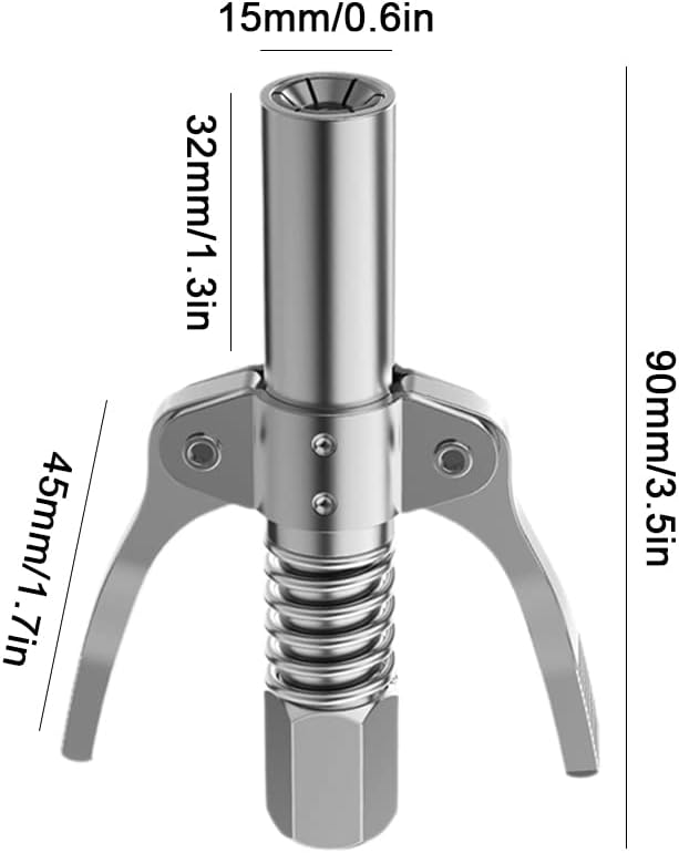10000 PSI Grease Gun Coupler – High Pressure Quick Release Nozzle with Double Handle for Lubrication Tools