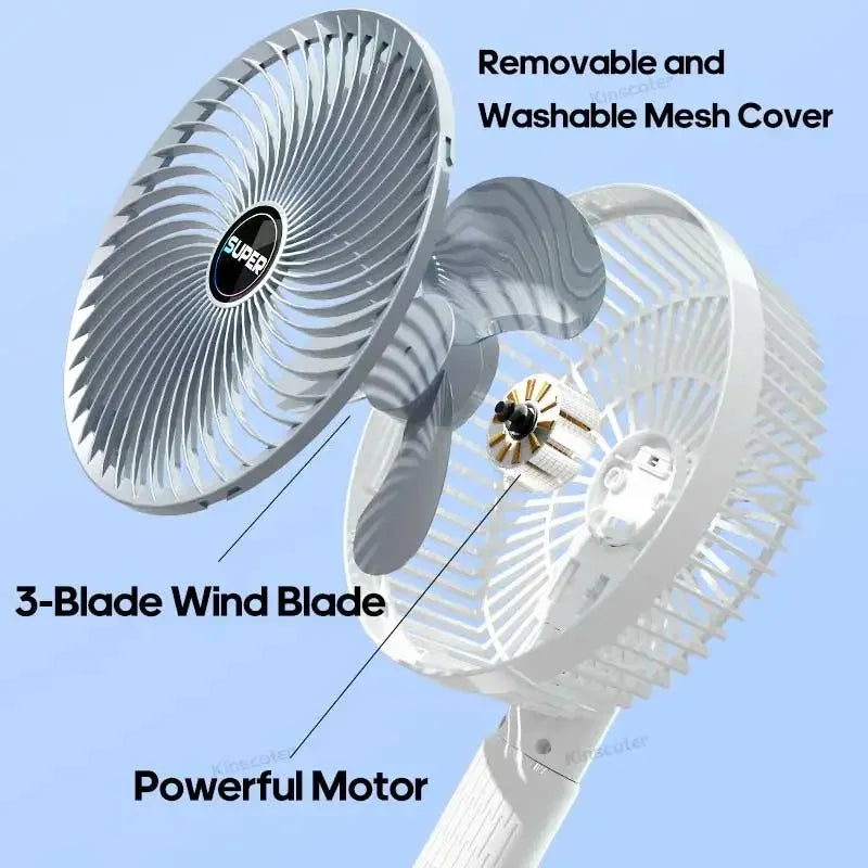 Portable Clip Fan Desktop Fan with Cordless Rechargeable 1200mAh Fan Ventilator Cooler Multifunction Handheld Fan 3 Speed