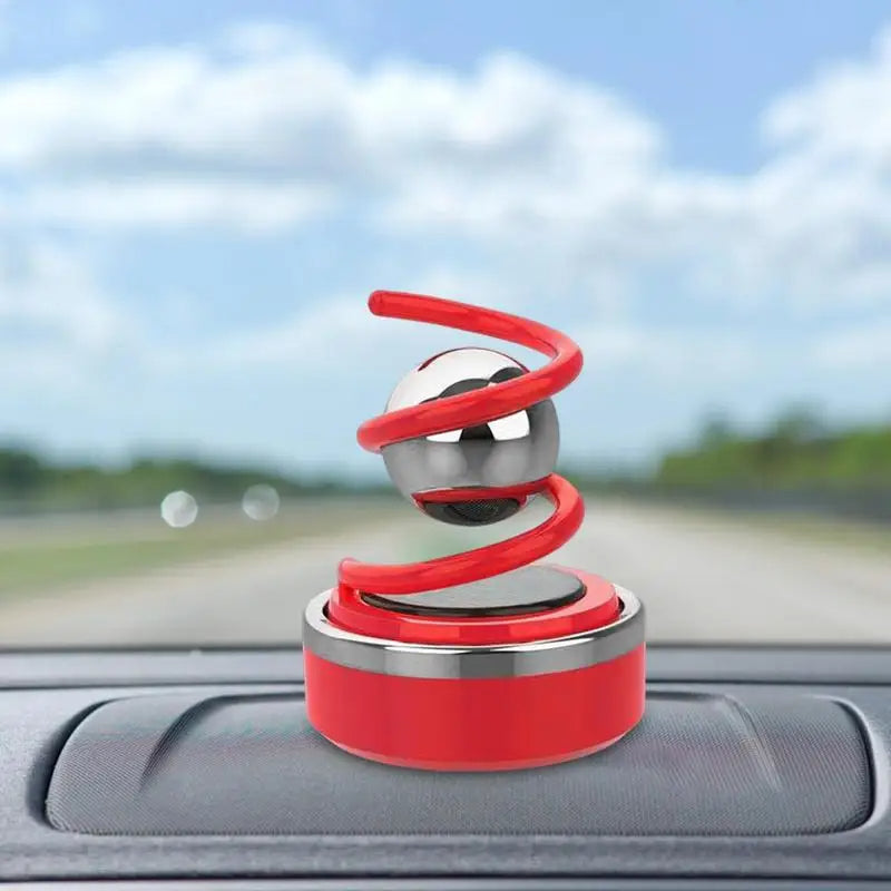 Solar Rotating Car Fragrance Creative Aluminium Alloy Resuspension Ball Car Centre Console Small Ornaments Car Aroma