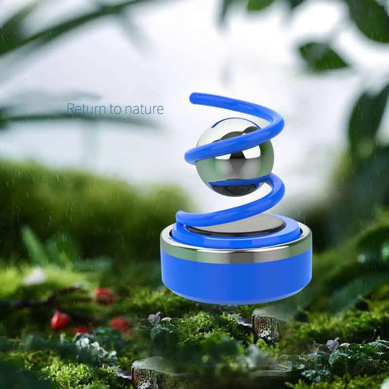 Solar Rotating Car Fragrance Creative Aluminium Alloy Resuspension Ball Car Centre Console Small Ornaments Car Aroma