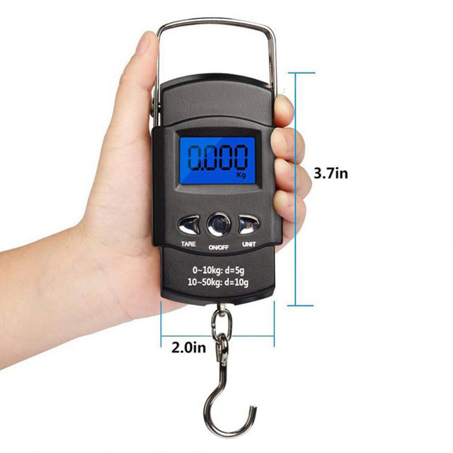 50kg/110lb Digital Fish Scale Electronic Scale Portable Express Luggage Weight Hanging Scale