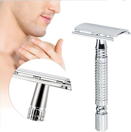 Classic Stainless Steel Manual Safety Razor – Double Edge Blade Razor for Men’s Wet Shaving