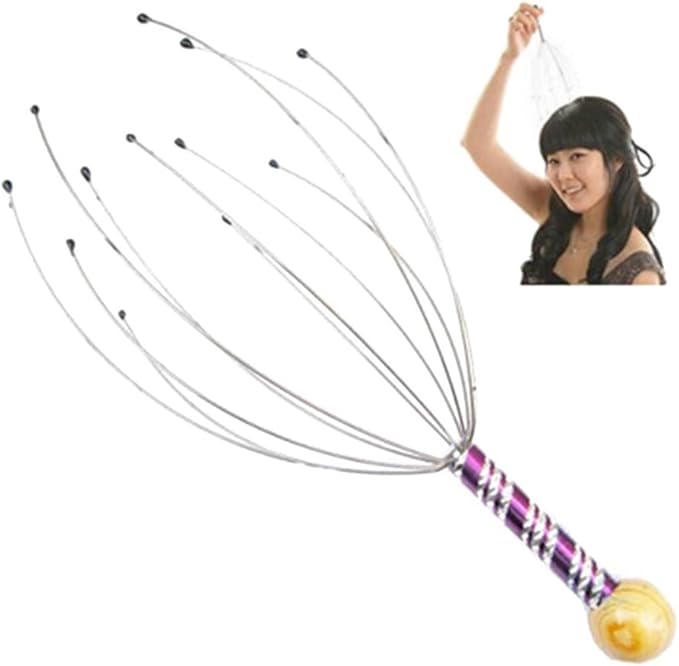 Handy Scalp & Head Massager – Stainless Steel Handle Neck and Head Relaxing Tool for Stress Relief