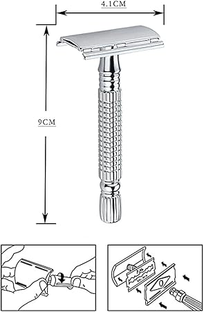 Classic Stainless Steel Manual Safety Razor – Double Edge Blade Razor for Men’s Wet Shaving