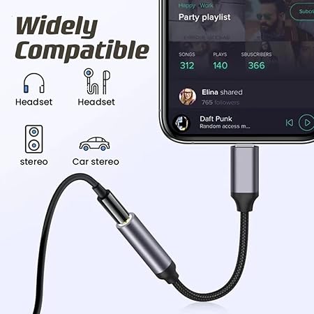 iPhone Lightning to 3.5mm Jack Adapter ā 2-in-1 Short Audio Converter Cable with Lightning 8-Pin