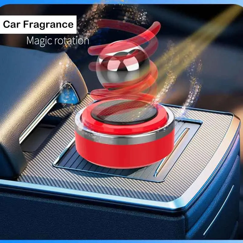 Solar Rotating Car Fragrance Creative Aluminium Alloy Resuspension Ball Car Centre Console Small Ornaments Car Aroma