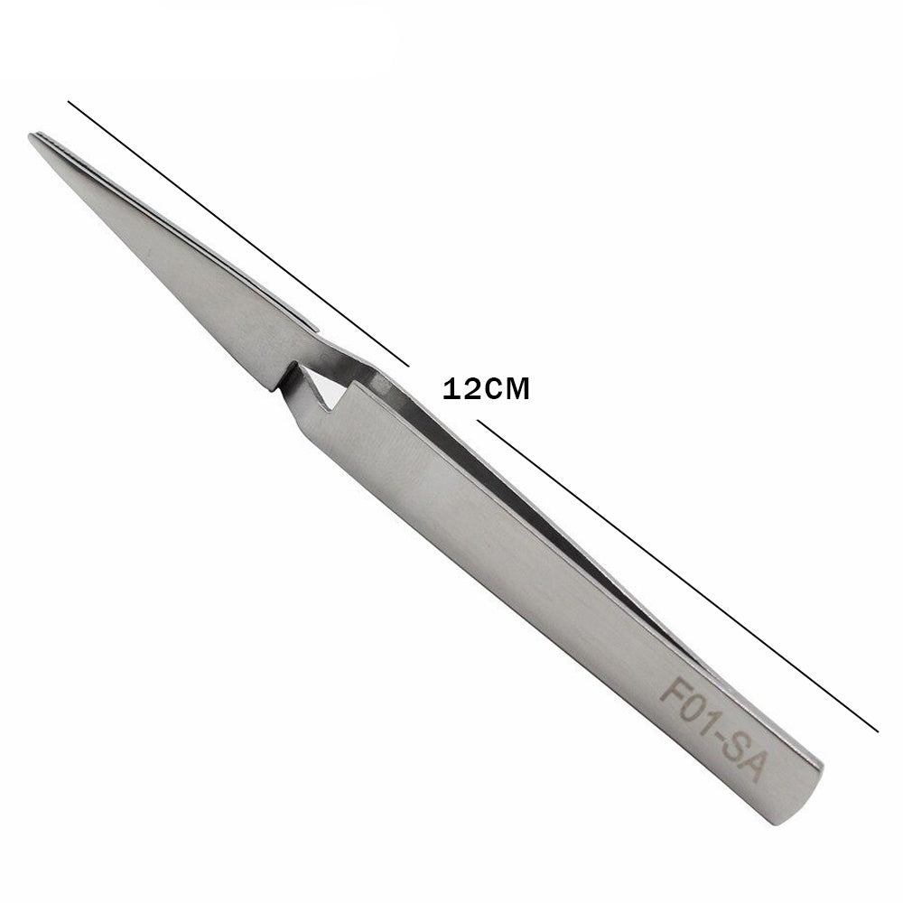 4Pcs Tweezer Set Stainless Steel Curved and Straight Precision Tools for Electronics and Nail Art