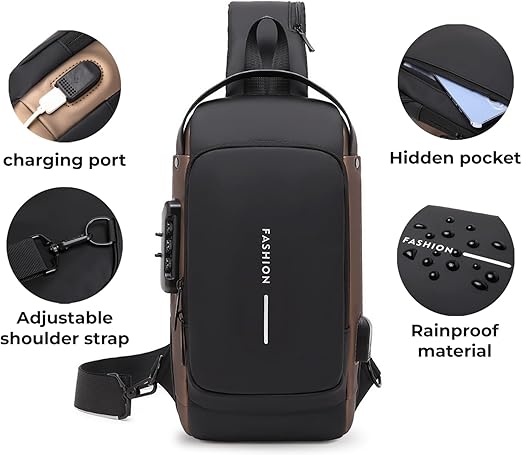 Anti-Theft USB Charging Shoulder Crossbody Bag for Men and Women – Travel Sling Bag