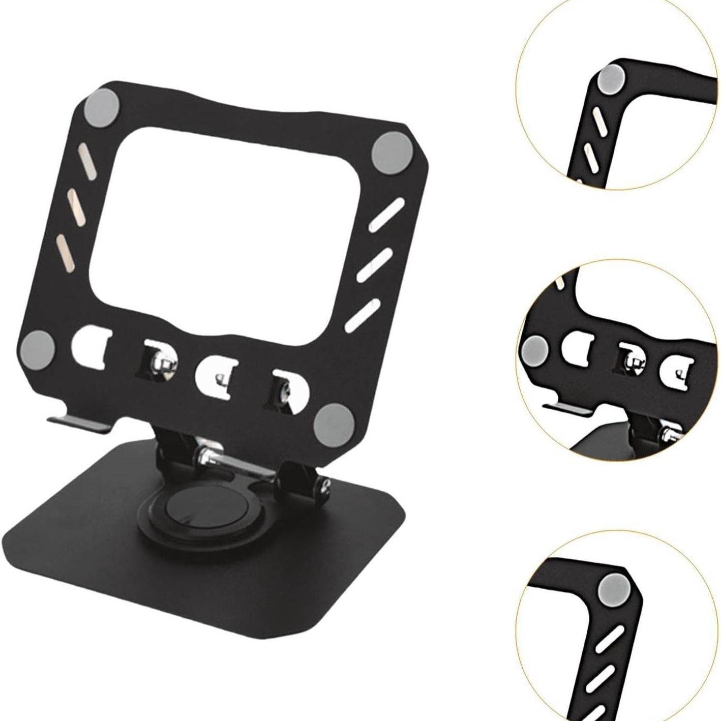 360° Rotating Metal Hollow Tablet Desktop Holder – Adjustable Folding Stand for iPad, Xiaomi, and Smartphones