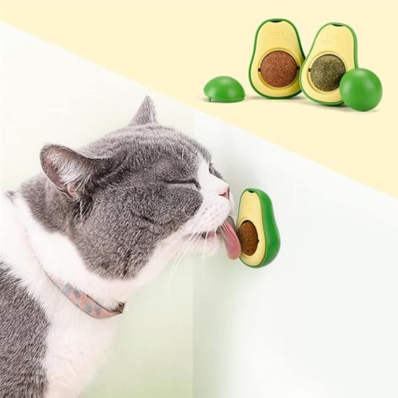 Avocado Catnip Wall Ball Toy – Rotatable Edible Cat Treats Toy for Kittens and Cats