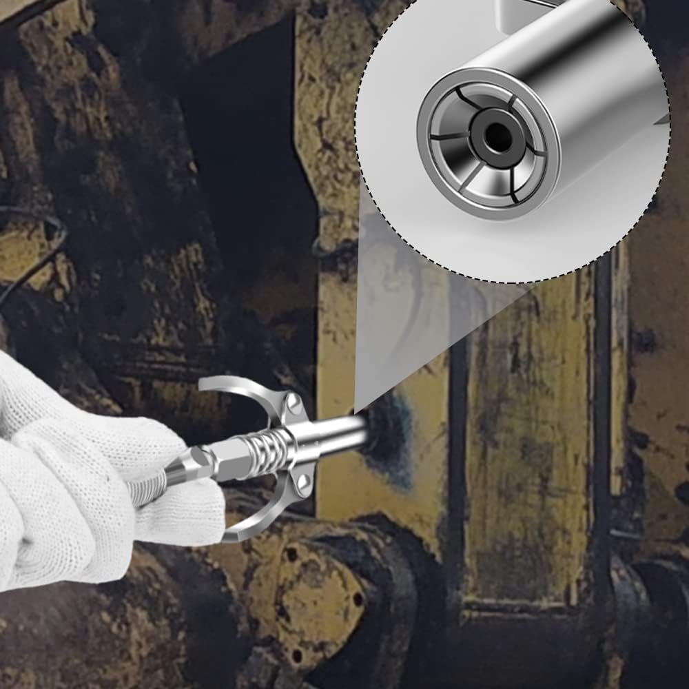 10000 PSI Grease Gun Coupler – High Pressure Quick Release Nozzle with Double Handle for Lubrication Tools