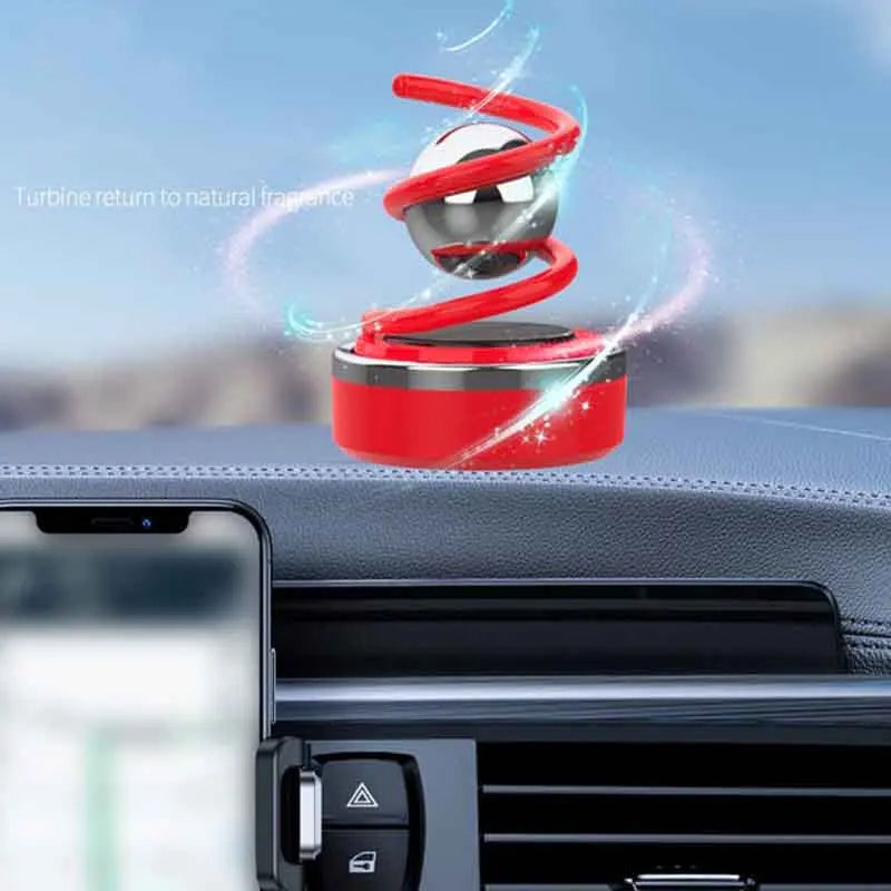 Solar Rotating Car Fragrance Creative Aluminium Alloy Resuspension Ball Car Centre Console Small Ornaments Car Aroma