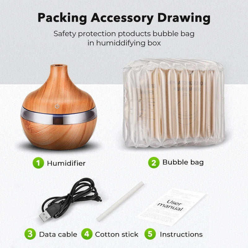 Revitalize your living space with a 300ML home humidifier, combining aromatherapy and air diffusion for a soothing atmosphere