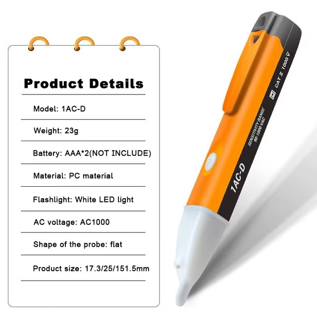 AC Voltage Detector Non-Contact Voltage Tester 90-1000V Smart Test Pencil Electric Pen Tool