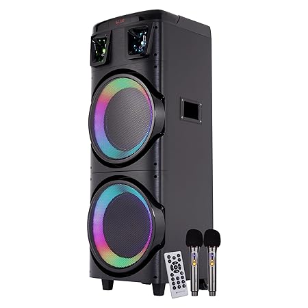 Brodu BTS-1708 10 Inches Dual Portable Bluetooth Speaker with Free 2pcs Wireless Rechargeable Mic