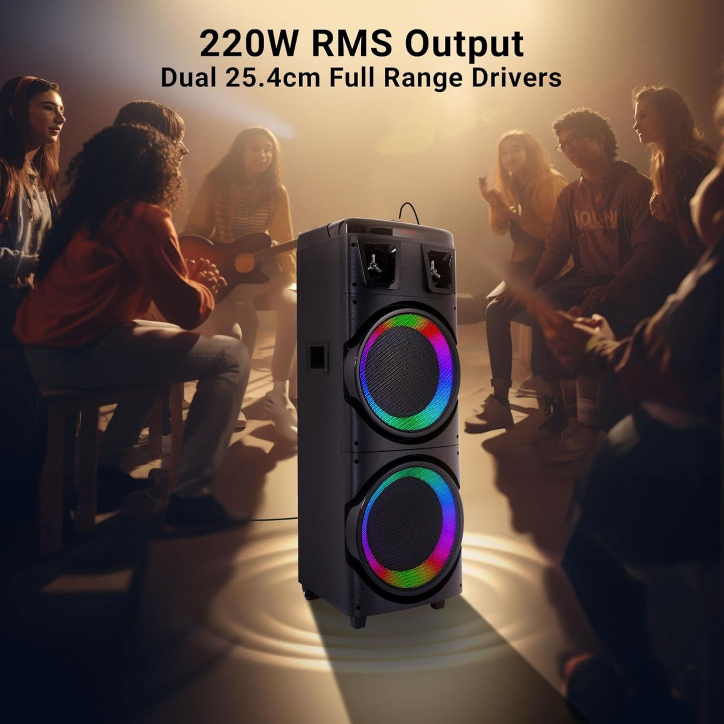 Brodu BTS-1708 10 Inches Dual Portable Bluetooth Speaker with Free 2pcs Wireless Rechargeable Mic