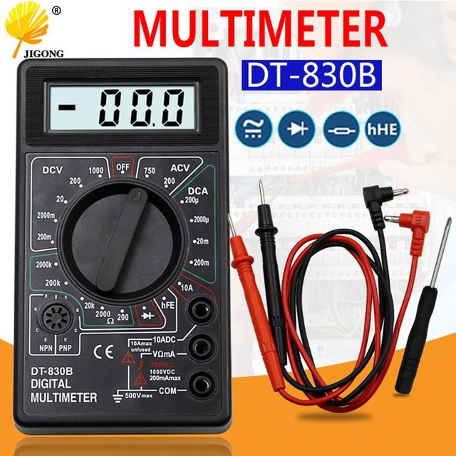 Digital Multimeter Black Electronic Measurement Tool for Voltage Current and Resistance