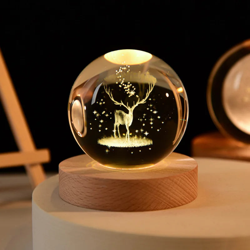 3D Crystal Ball 8CM Crystal Planet Laser Engraved Solar System Globe Astronomy Gift Birthday Gift Glass Sphere Home Decoration