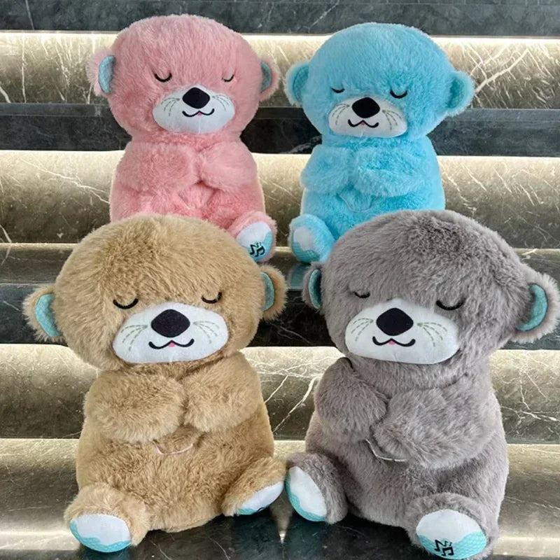 Breathing Teddy Bear Plush Sound Machine Soft Baby Toy with Music Lights and Soothing Motion
