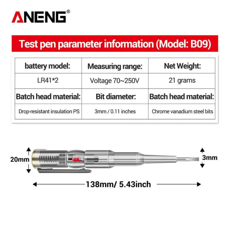 Electric Test Pen Screwdriver 70 to 250V Intelligent Voltage Detector Circuit Tester Tool