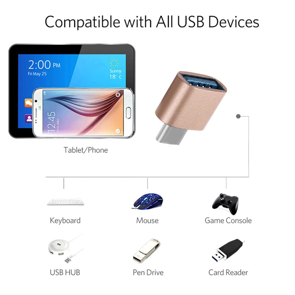 Portable USB Type-C Male to Female Adapter for Android Smartphones and Devices