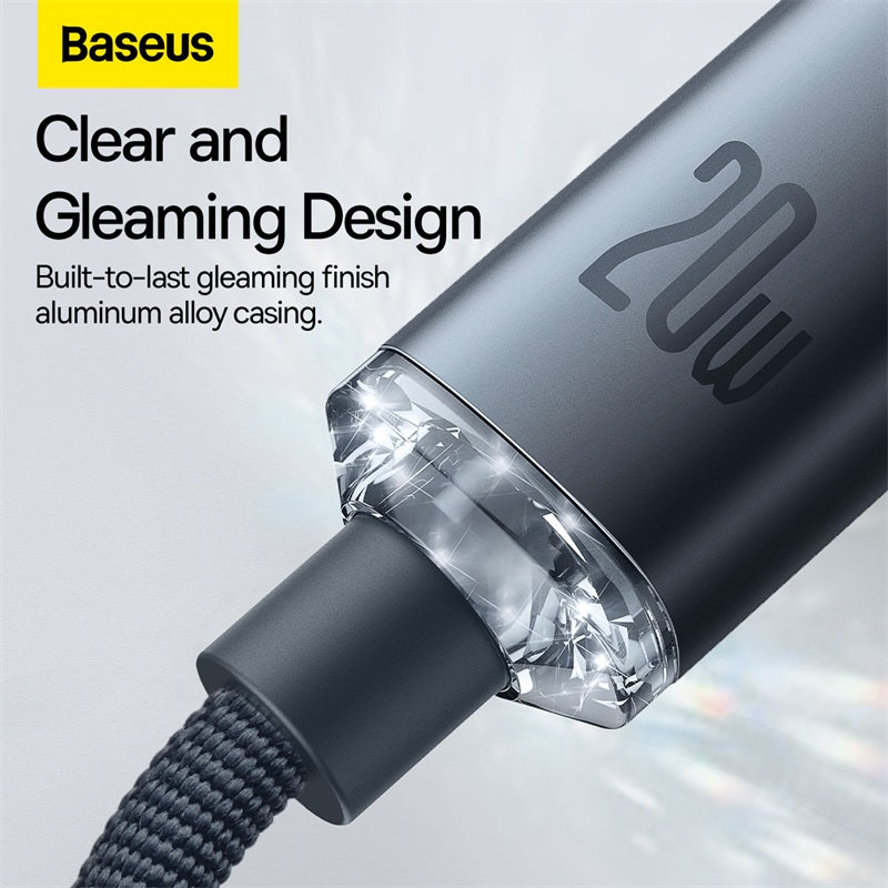 Baseus Crystal Shine Series 1.2m Type-C to Lightning 20W Fast Charging Data Cable for iPhone