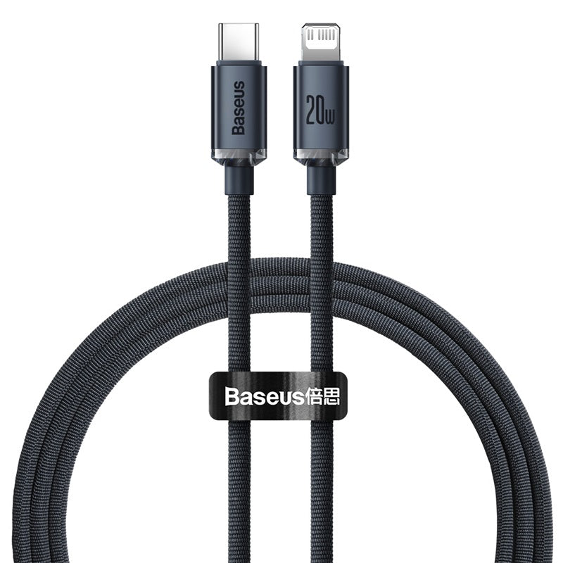baseus crystal shine cable, type c to lightning cable, 20w iphone fast charger, stylish lightning cable, baseus 1.2m cable, pd fast charging cable, iphone usb c lightning, apple charging cable sri lanka, metallic iphone cable, crystal shine series, usb c lightning sri lanka, iphone data cable, fast charging cable for iphone, baseus sri lanka