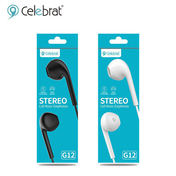 Celebrat G12 3.5mm Wired Earphones In‑Ear Headset with Mic – High‑Quality Handsfree for Mobile Phones