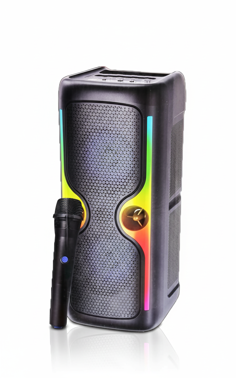 KTS-2033 Portable Wireless Bluetooth Speaker – LED Light, Mic/FM/AUX/USB/SD Support, Powerful Bass Sound