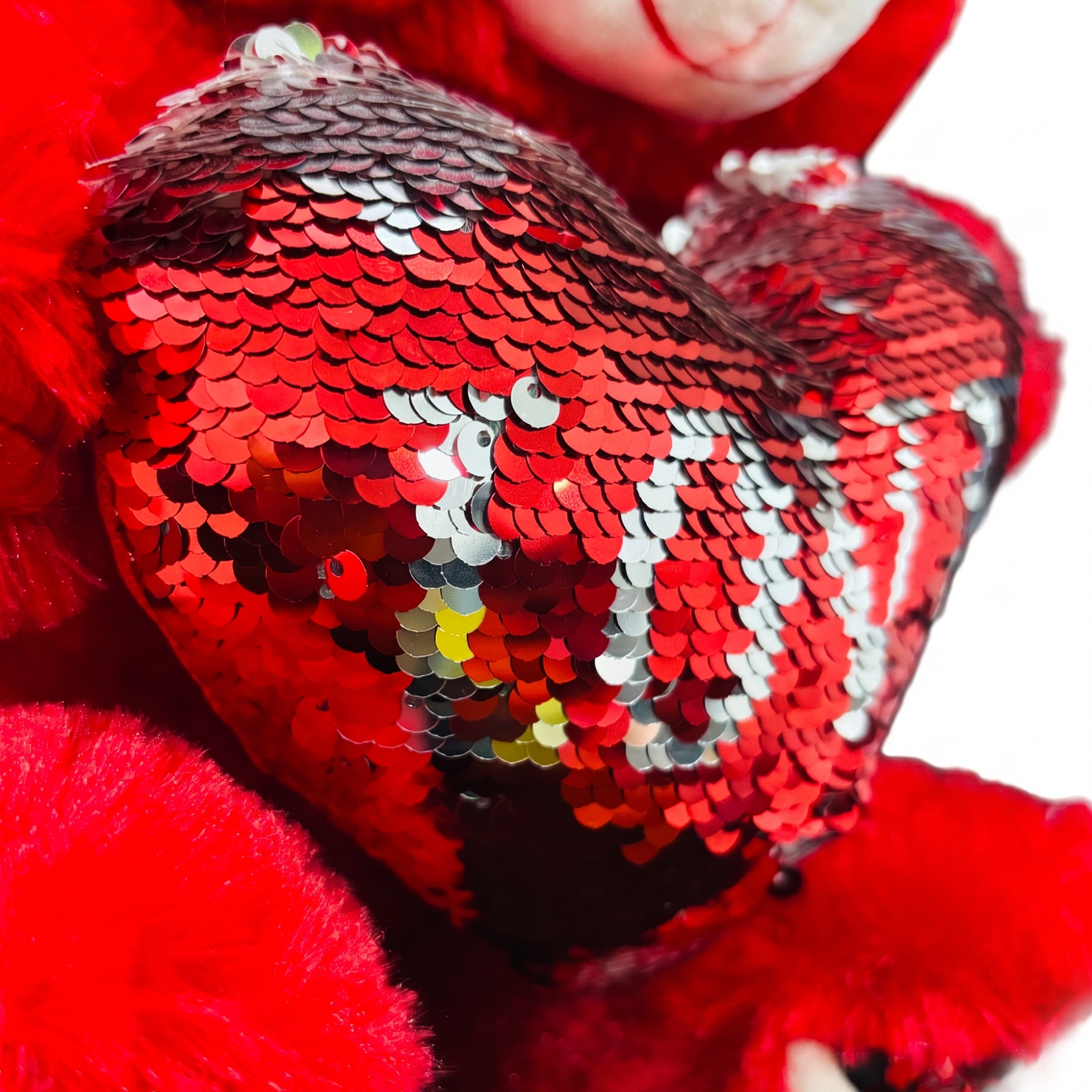 Red Sequined Heart Teddy Bear Cute Soft Plush Gift 30cm Teddy Bear with Sequin Heart