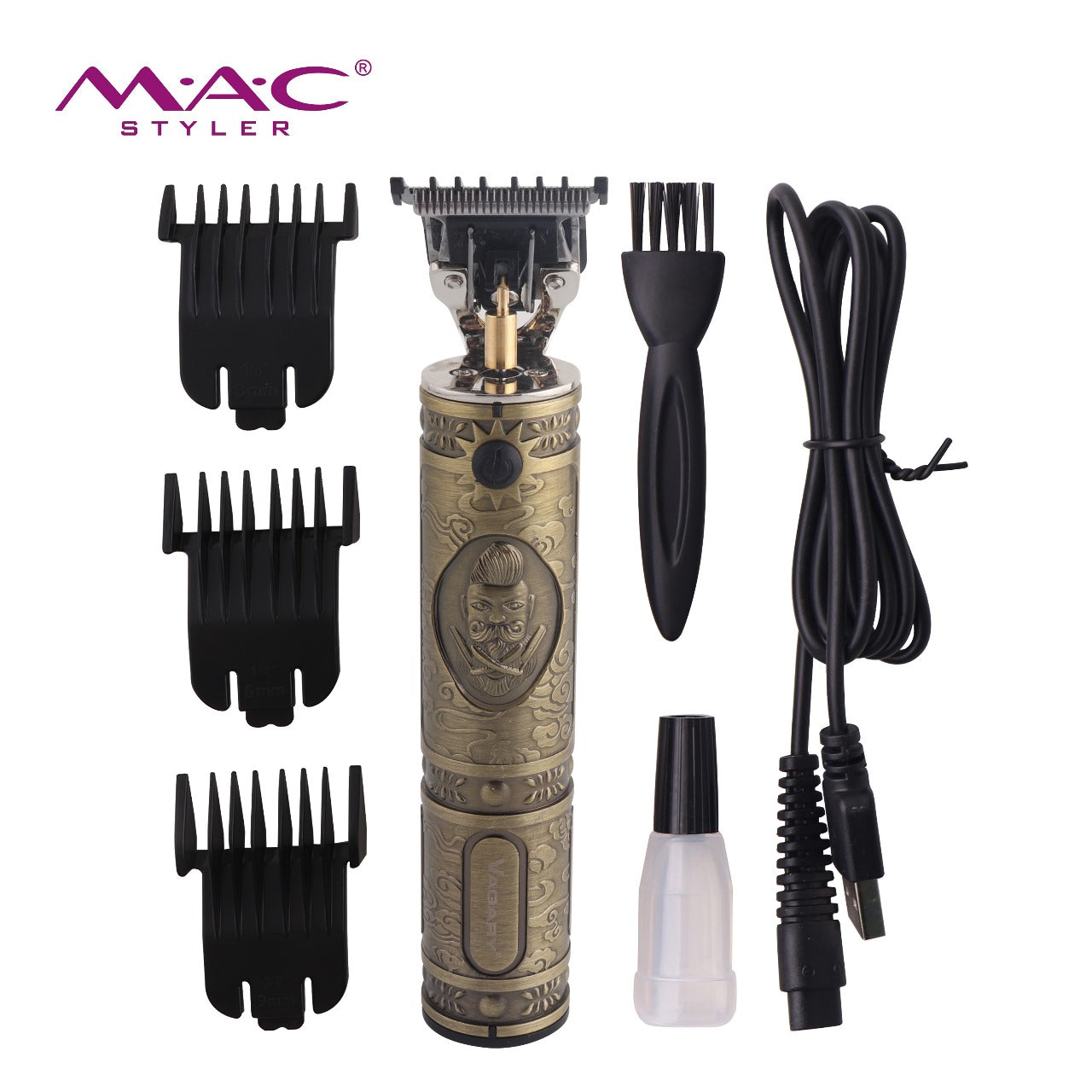 M.A.C Brand Classic Retro Professional Hair Clippers Zero Overlap Blade Cordless Hair Trimmer Full Metal Electric Hair Clipper
