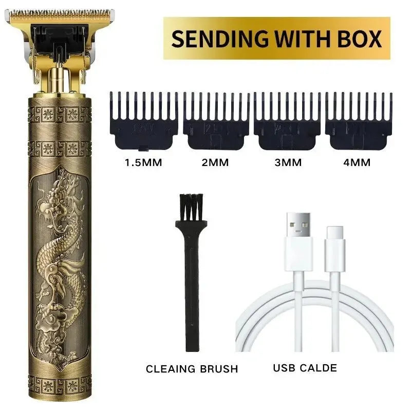 T9 Gold Trimmer Hair Clippers Electric Trimmer Head Shaver Barber Shop Hair Clippers Rechargeable Low Noise High Frequency Response