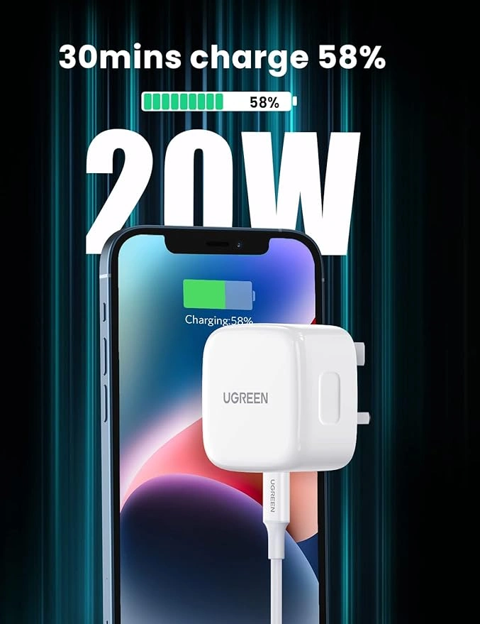 UGREEN 20W Type-C PD Fast Charger With Type-C to Lightning 1 Meter Cable Set