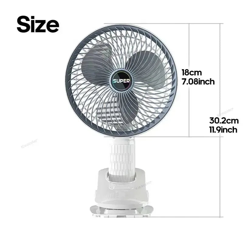 Portable Clip Fan Desktop Fan with Cordless Rechargeable 1200mAh Fan Ventilator Cooler Multifunction Handheld Fan 3 Speed