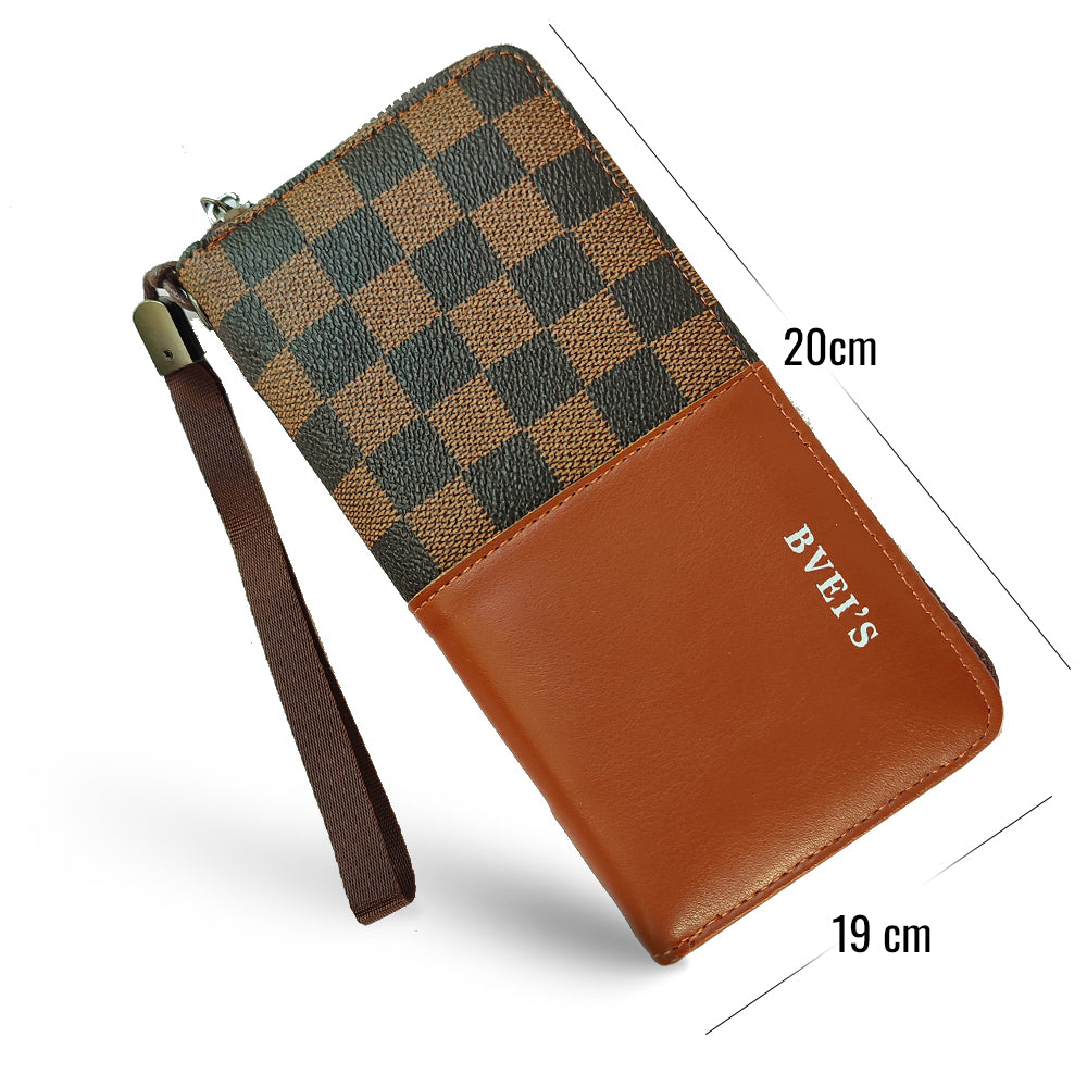 Honsun Bveis Long Men’s Plus Envelope Wallet – Large-Capacity Multi-Card Zippered Long Leather Wallet