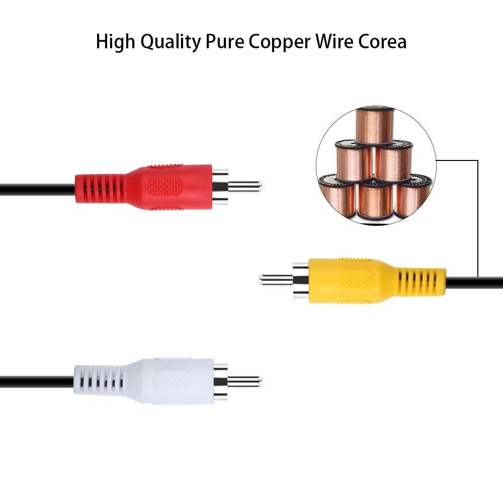 RCA Cable Male to 3 RCA 3.5mm Jack Adapter Audio Aux AV Cable Cord for DVD Player Recorder HiFi VCR TV Stereo 1.5M