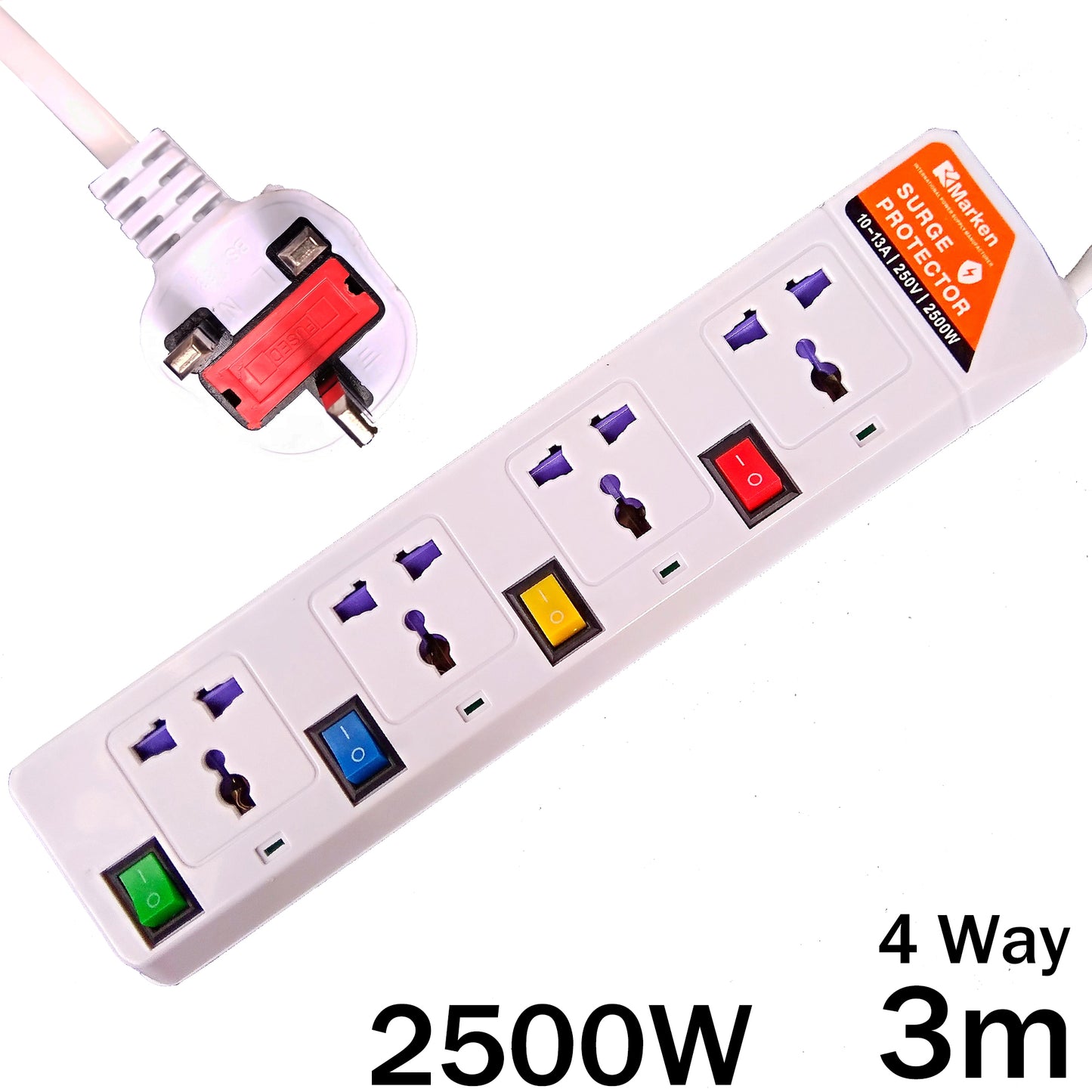 power strip sri lanka, extension cord sri lanka, 4 socket extension wire sri lanka, 2500w extension cord sri lanka, 3m power cord sri lanka, surge protector plug sri lanka, electrical adapter sri lanka, wirecode power strip sri lanka, ac plug extension sri lanka, plug point sri lanka