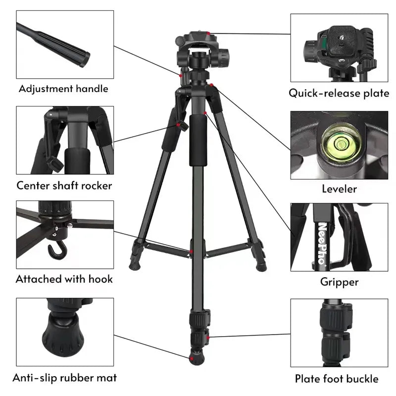 Neepho 8820 Photography Video Aluminium video camera tripod with Fluid Ball Head Tripod